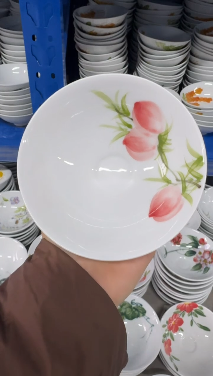 瓷片景德镇高温陶瓷食品级手绘釉中彩-斗笠碗