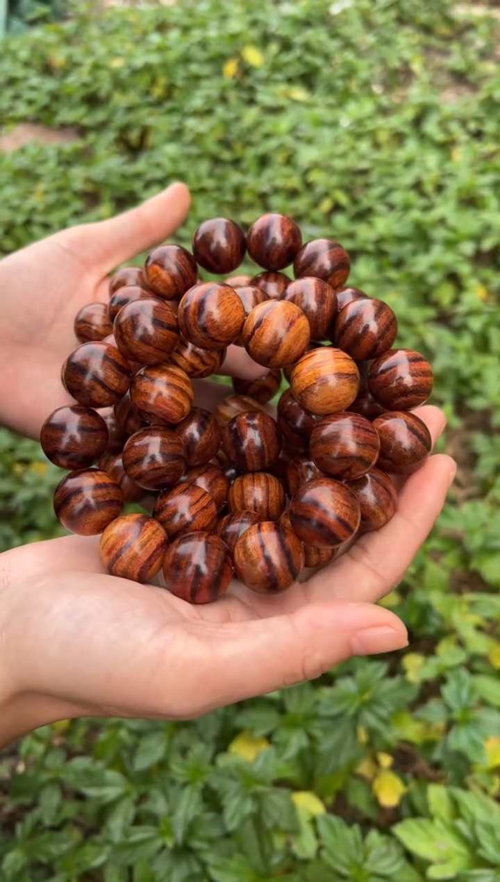 黄花梨/降香黄檀A020虎皮纹2.0圆珠手串128多样性发一