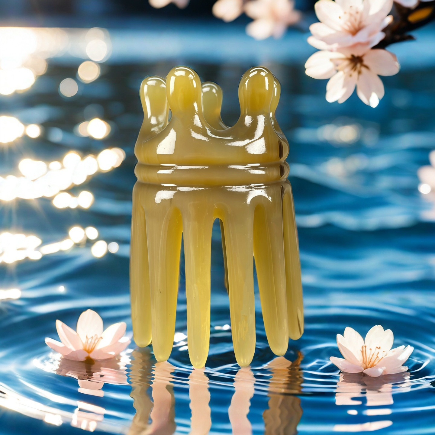 天然白水牛角皇冠水滴洗头桶宽齿头皮清洁按摩神器家用日用品送礼