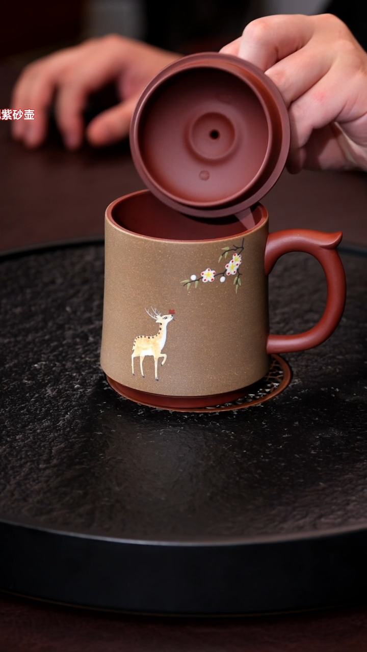 茶杯紫砂紫砂鹿盖杯+xww 0520031306 松鼠葡萄