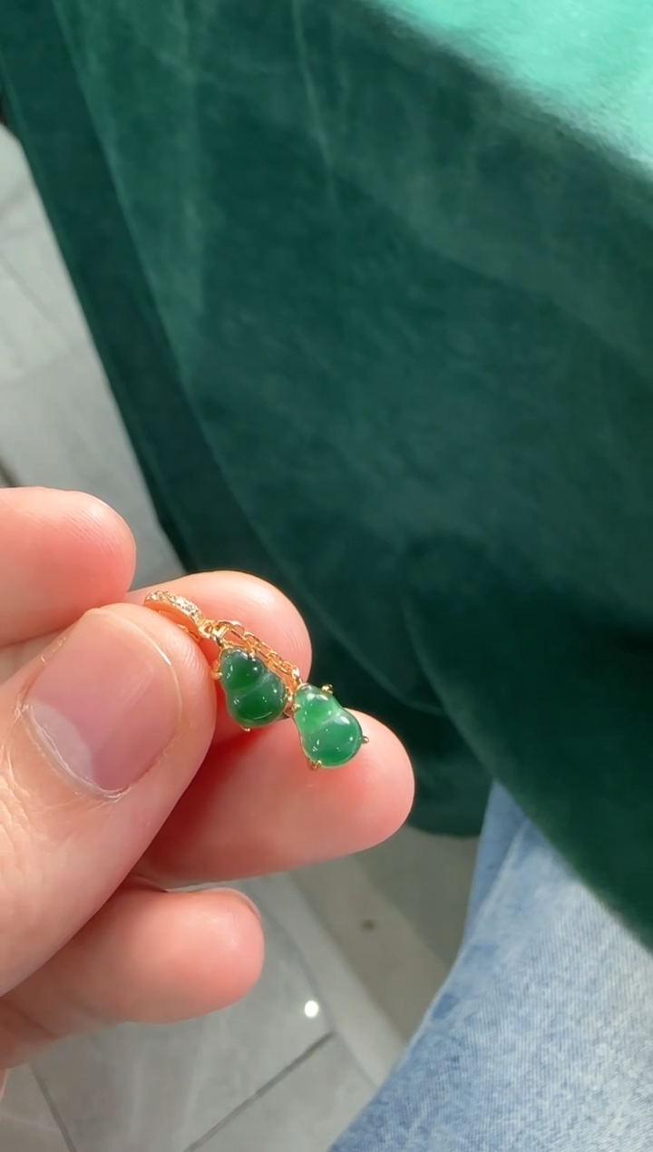 吊坠(不含链)银S925镶嵌翡翠翡翠葫芦吊坠