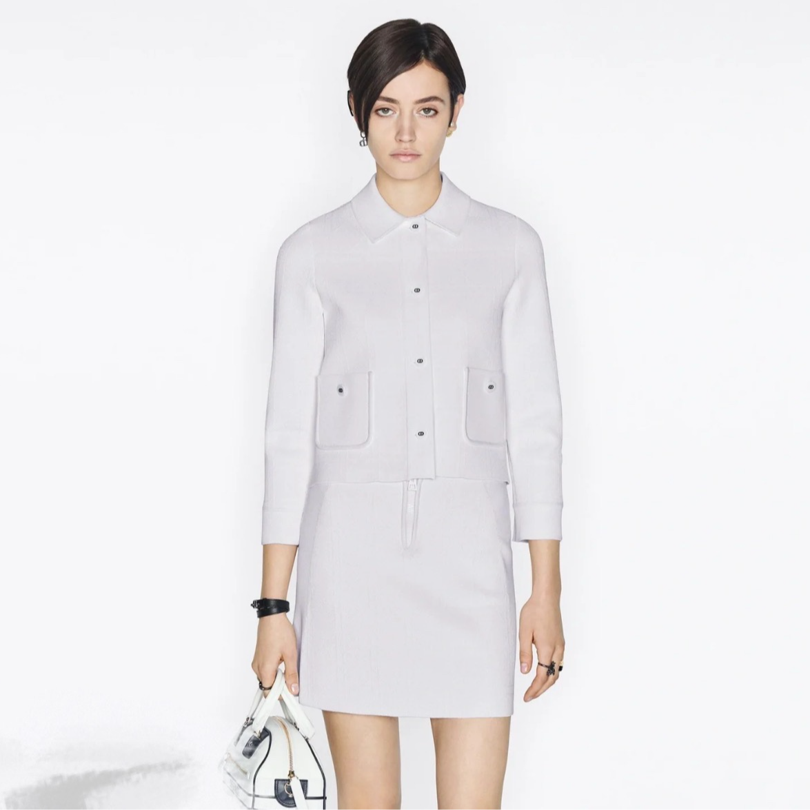 99新 DIOR/迪奥  迪奥白色针织CD纽扣小外套针织裙 38码