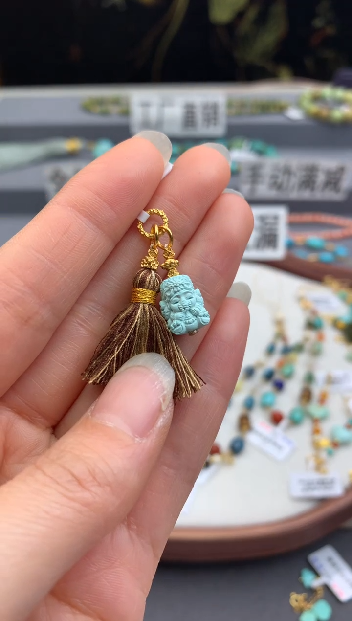 未镶嵌绿松石精工雕刻茜.F166