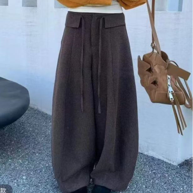 舟 · 丹轻奢设计师飘带长裤-大金-6812