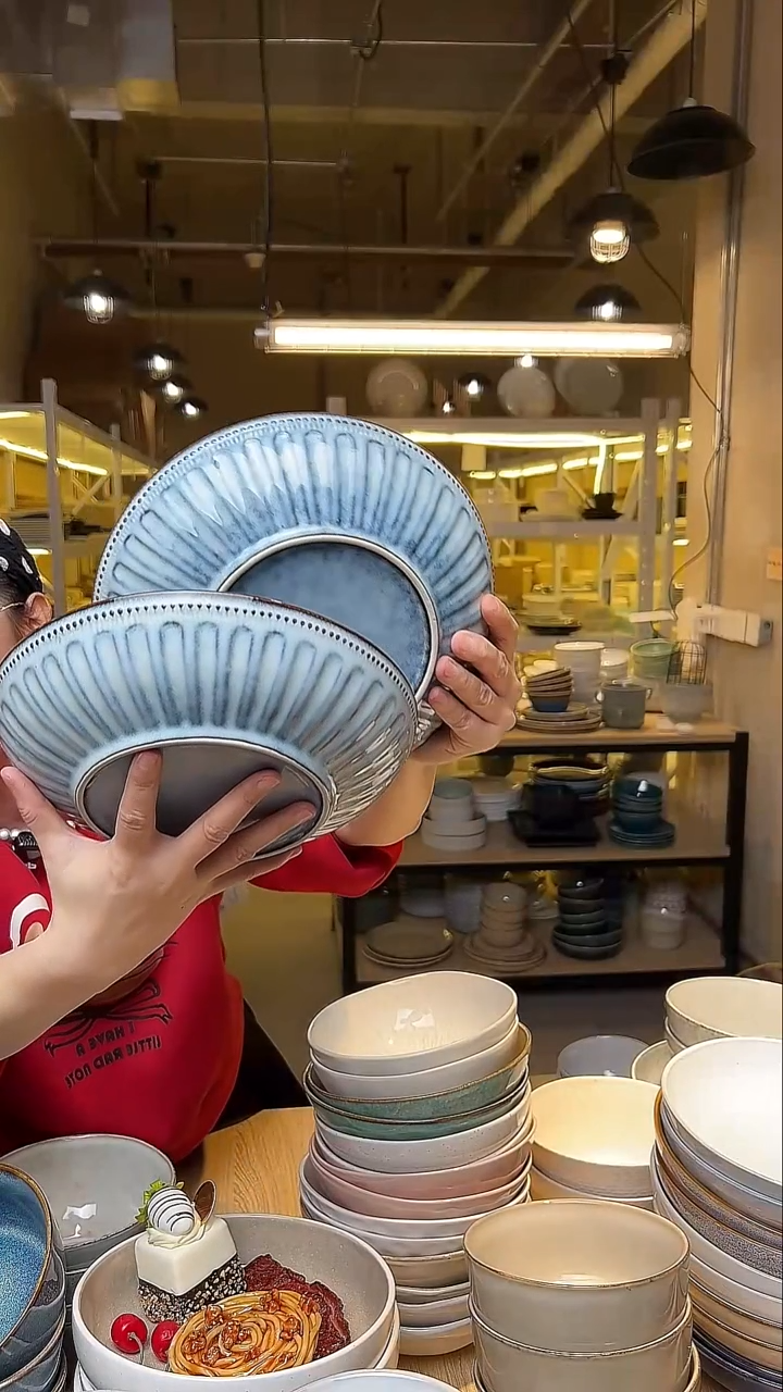 瓷131八寸外贸尾货窑变釉下彩默认微瑕