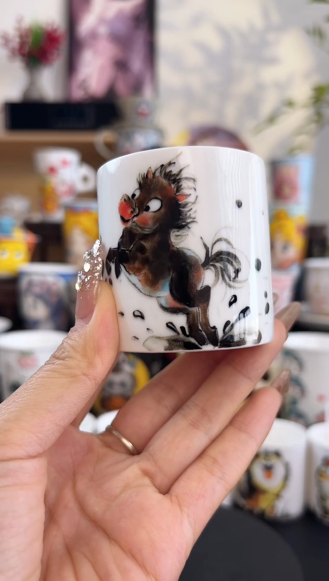 【闪购商品】摆件手工手绘陶瓷小杯杯