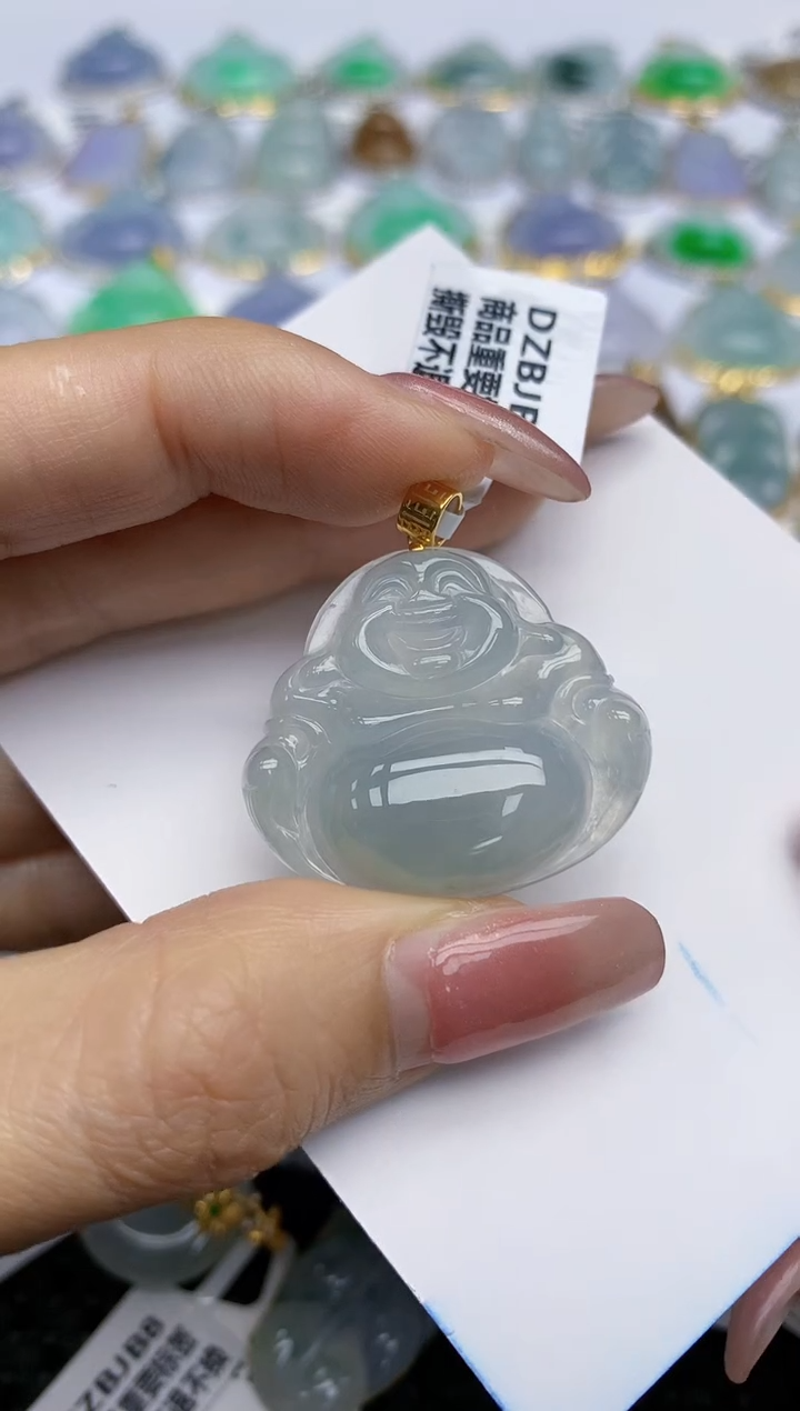 【闪购商品】翡翠18K金镶嵌挂件天然翡翠A货