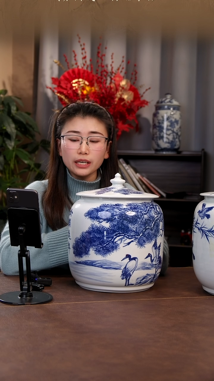 【闪购商品】瓷片青花瓷茶具斌芬陶瓷松鹤