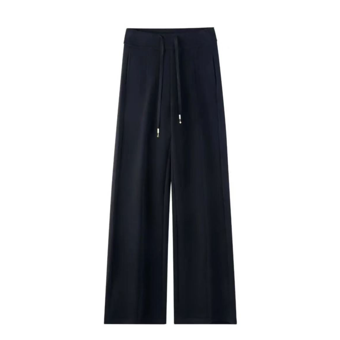 【热力休闲裤】桑蚕丝羊毛混纺加绒加厚直筒抽绳高腰显瘦阔腿裤9807