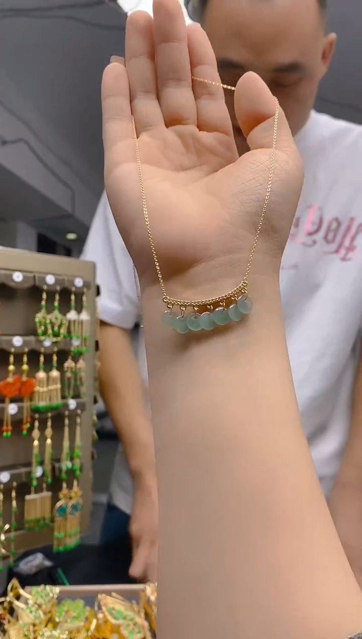 【闪购商品】翡翠耳饰合金0302翡翠锁骨链