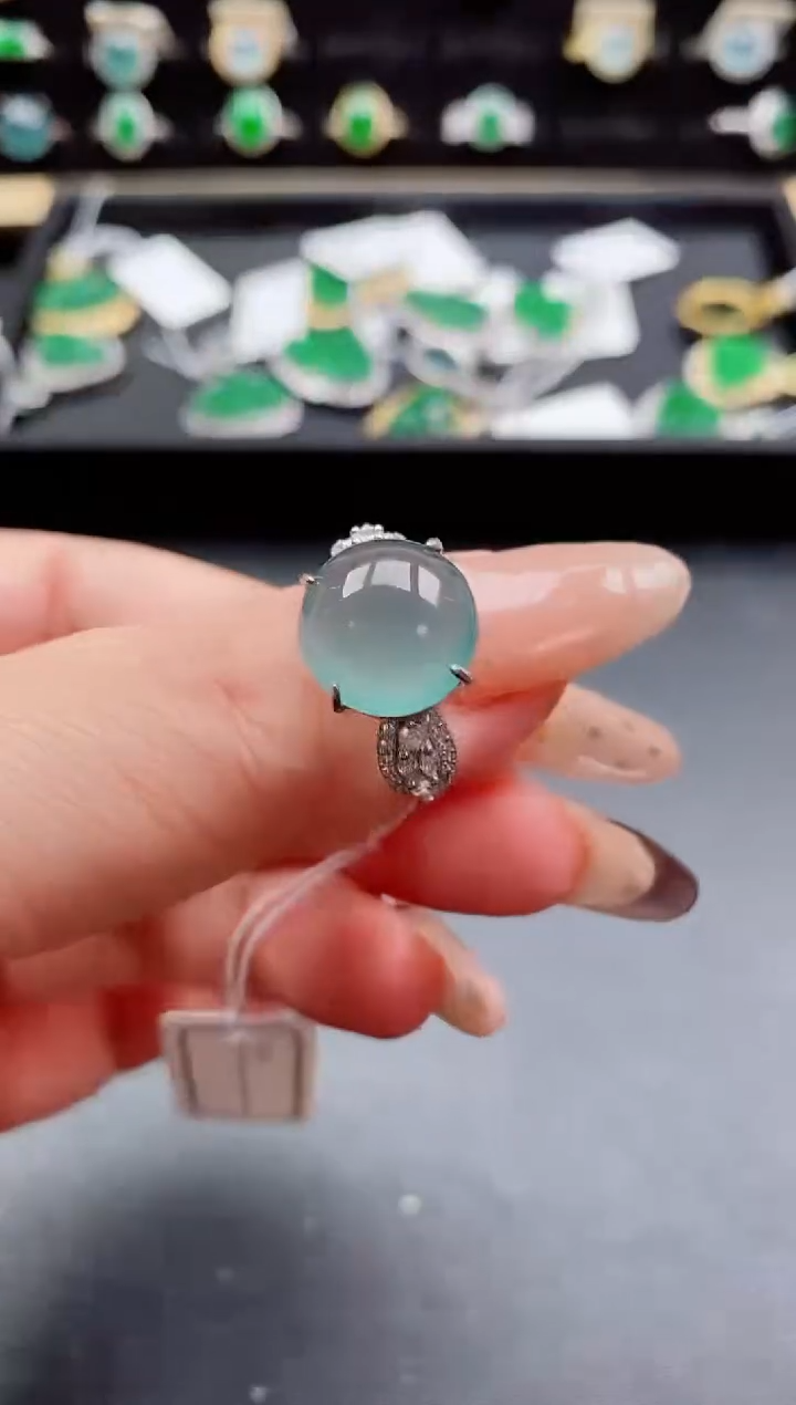 银S925镶嵌戒指翡翠1
