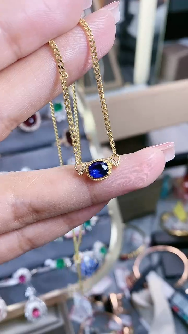 【闪购商品】蓝宝石项链18K金镶嵌18K金镶嵌蓝宝石项链