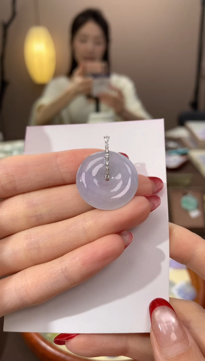 【闪购商品】翡翠颈饰18K金镶嵌天然缅甸a货翡翠