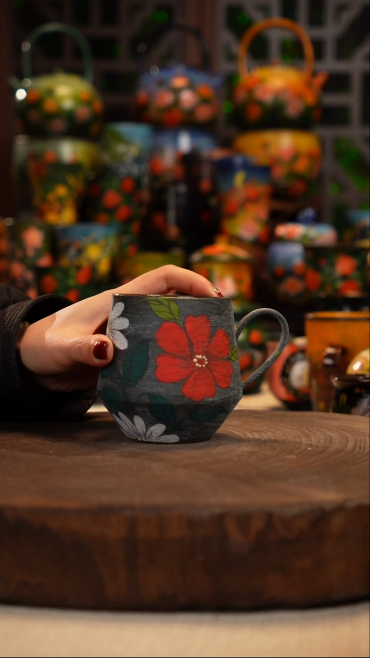 紫砂油画手绘釉下彩