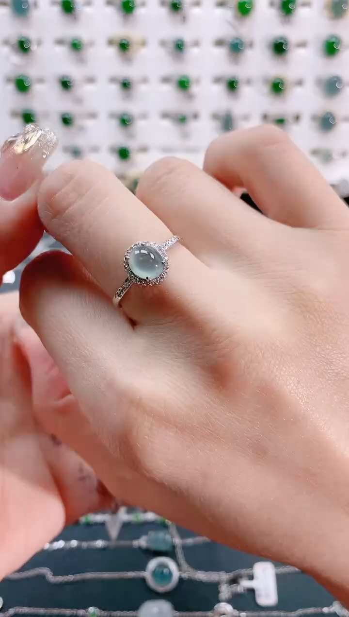 【闪购商品】翡翠戒指银S925镶嵌天然翡翠