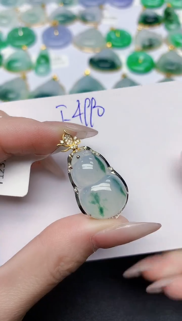 颈饰18K金镶嵌翡翠天然缅甸A货翡翠百元以上9元证书费自理