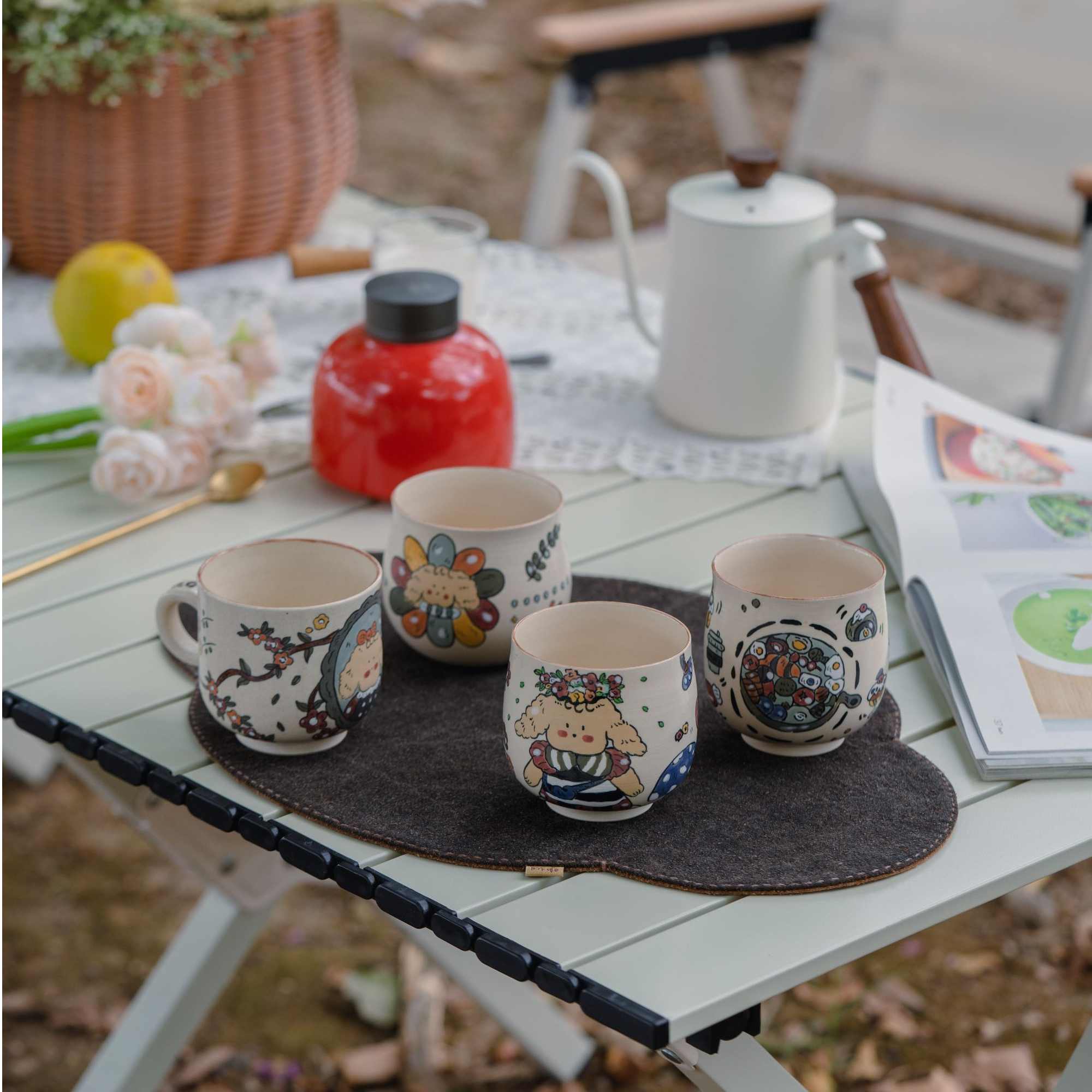 相见器物【手握杯系列】复古中式手绘女生喝茶杯品茗杯单杯咖啡杯