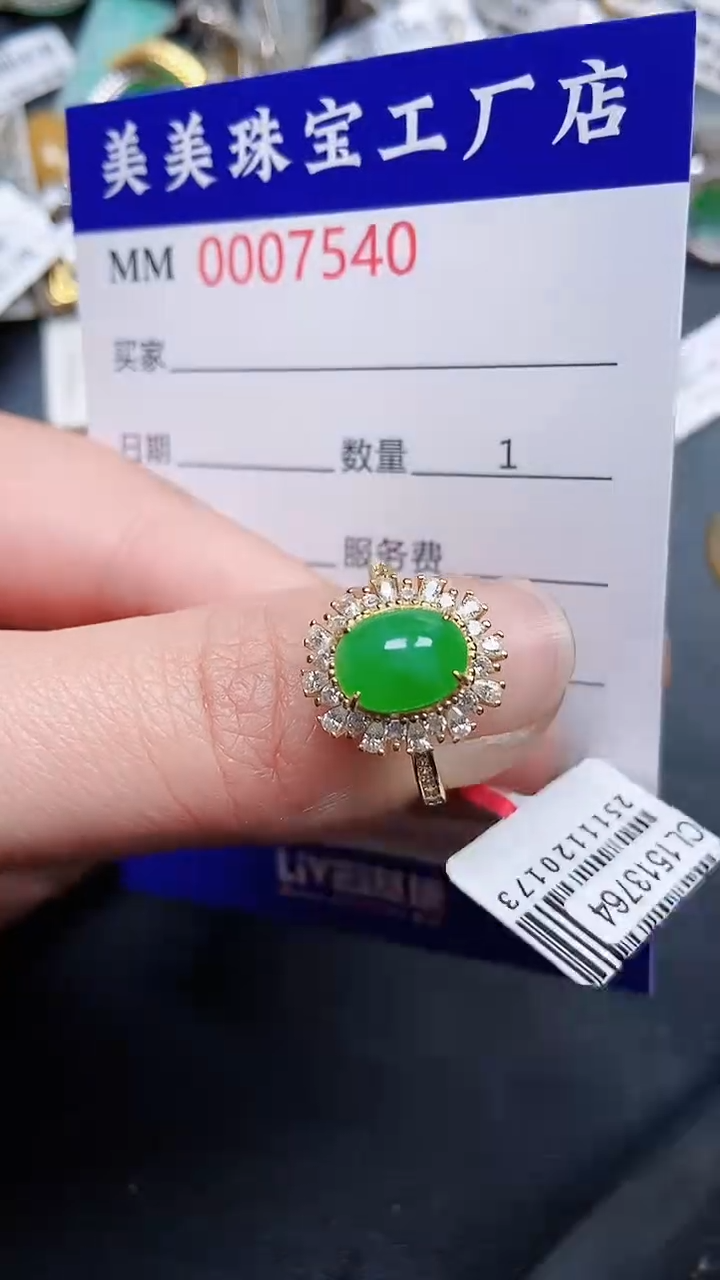 颈饰银S925镶嵌翡翠7540