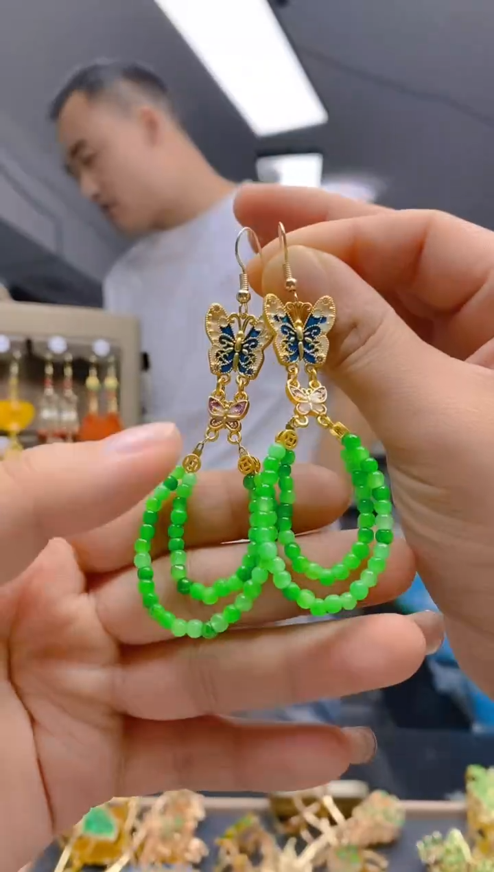 【闪购商品】翡翠耳饰合金150翡翠耳钩