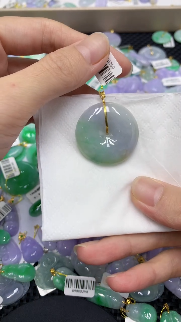 颈饰18K金镶嵌翡翠天然缅甸翡翠A货