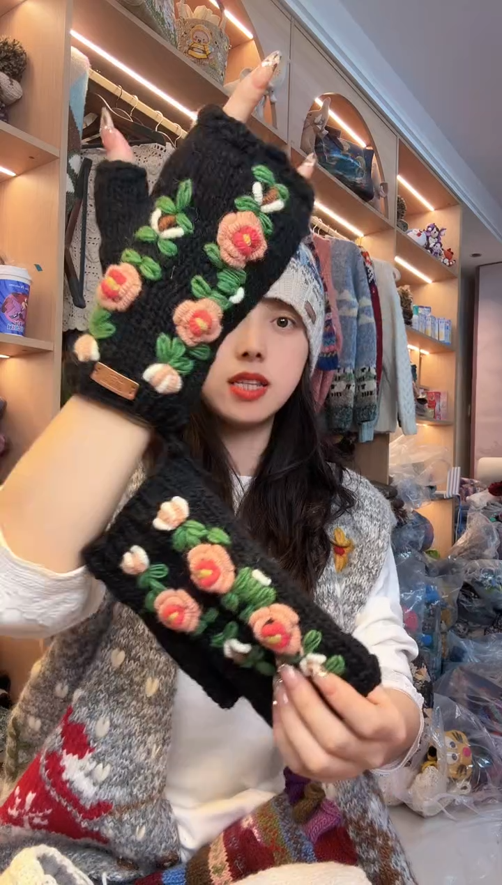 羊毛纯手工黑色玫瑰