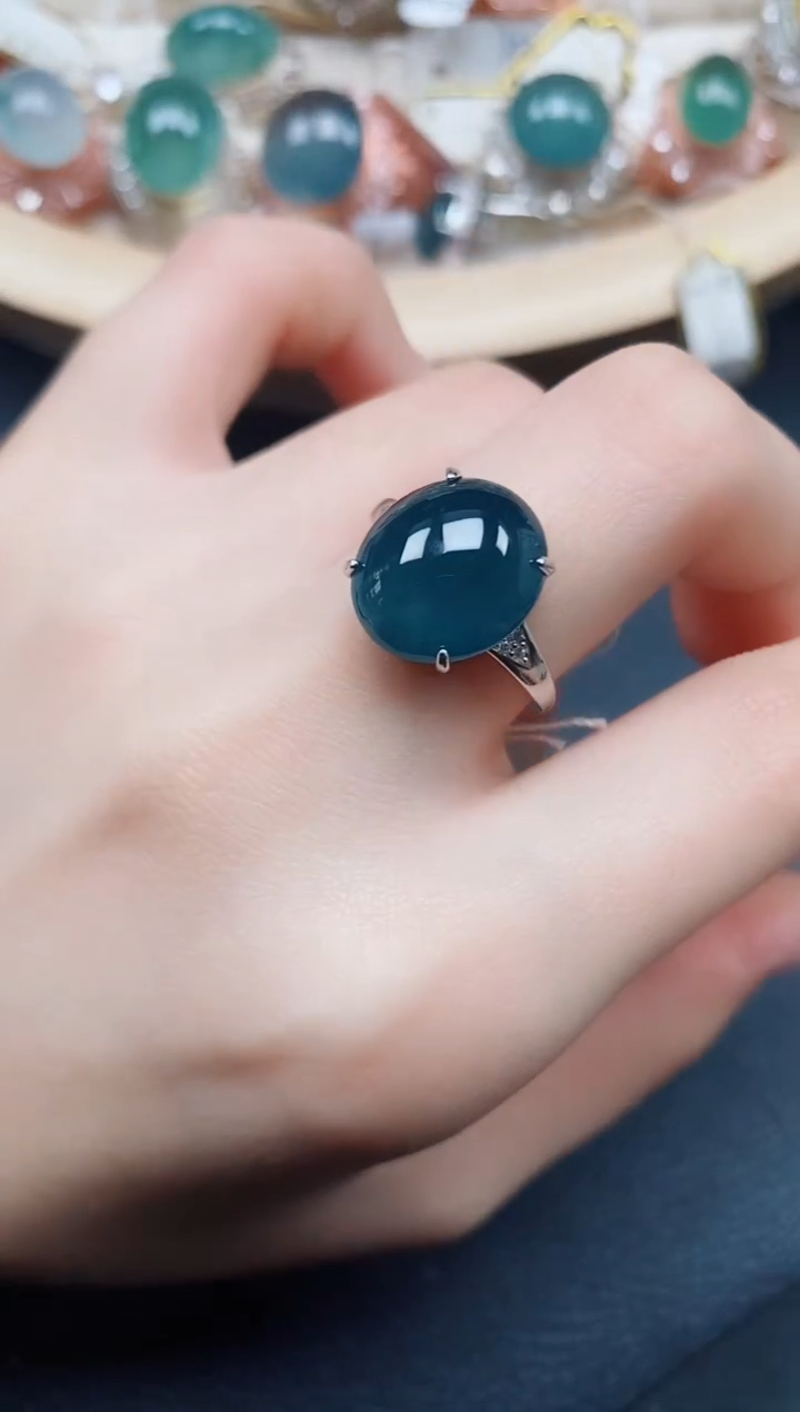 【闪购商品】翡翠戒指银S925镶嵌翡翠