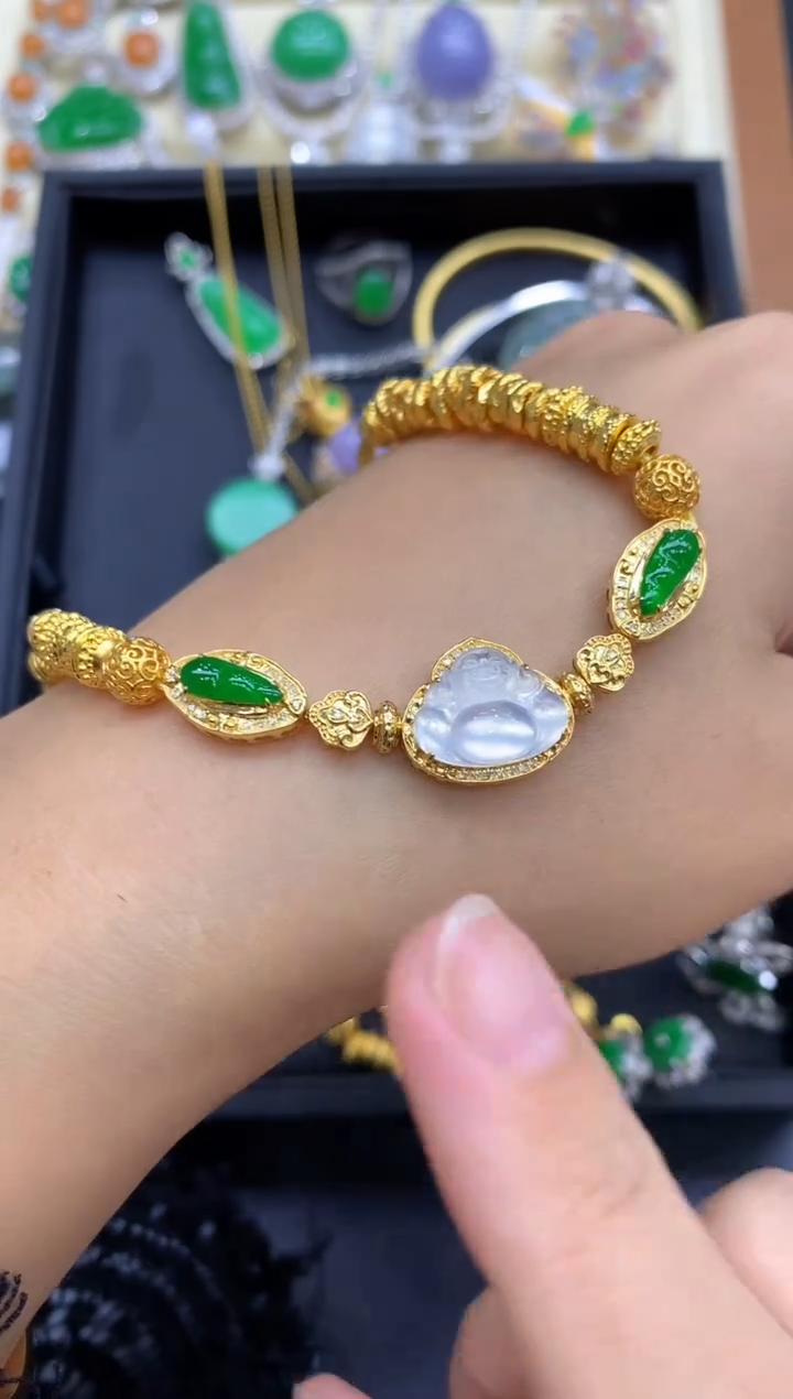 18K金镶嵌手链翡翠781-中国好珍宝