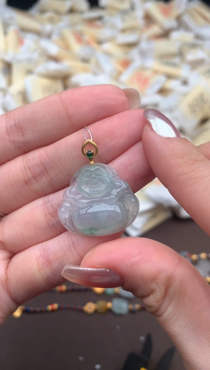 【闪购商品】翡翠挂件18K金镶嵌一