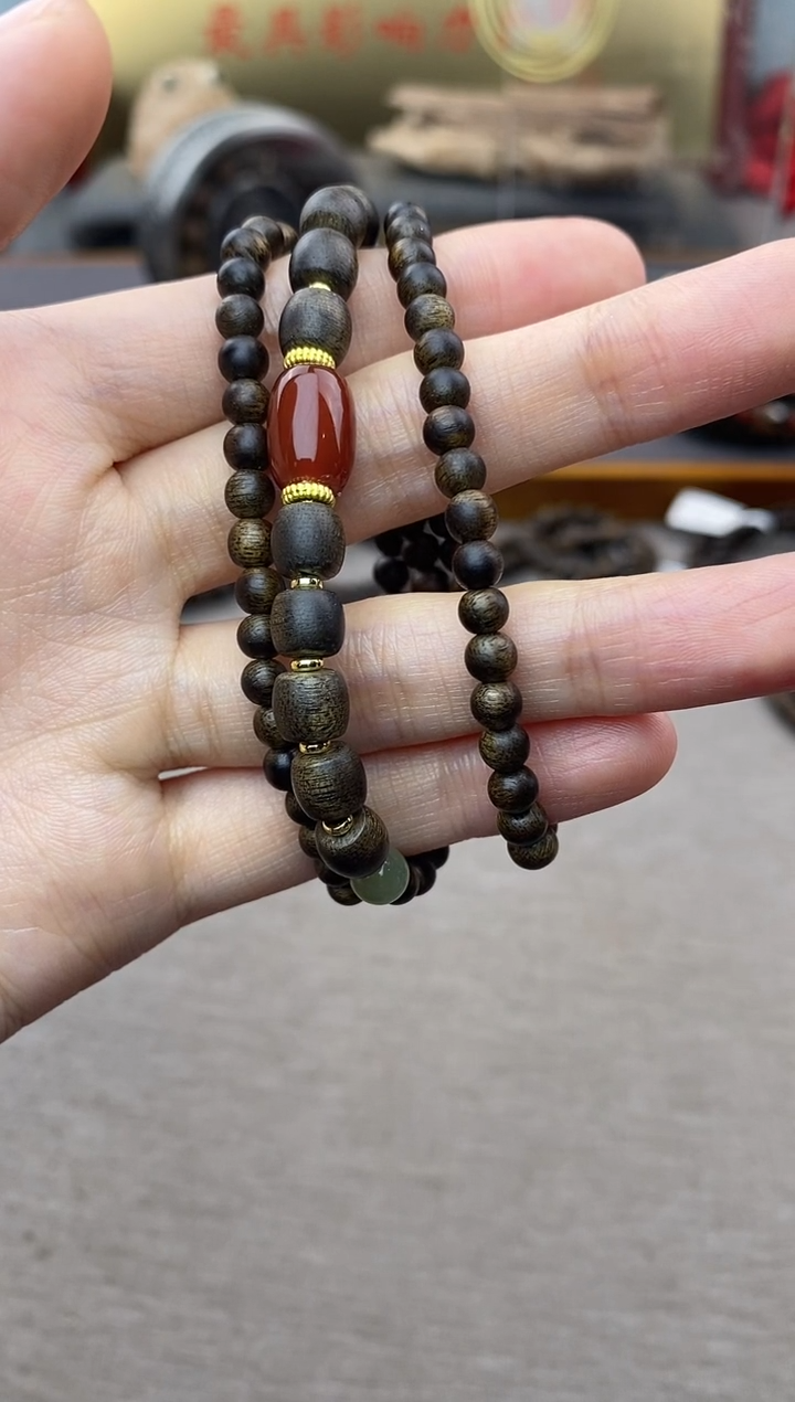 【闪购商品】沉香手串白棋04+紫棋06三圈设计