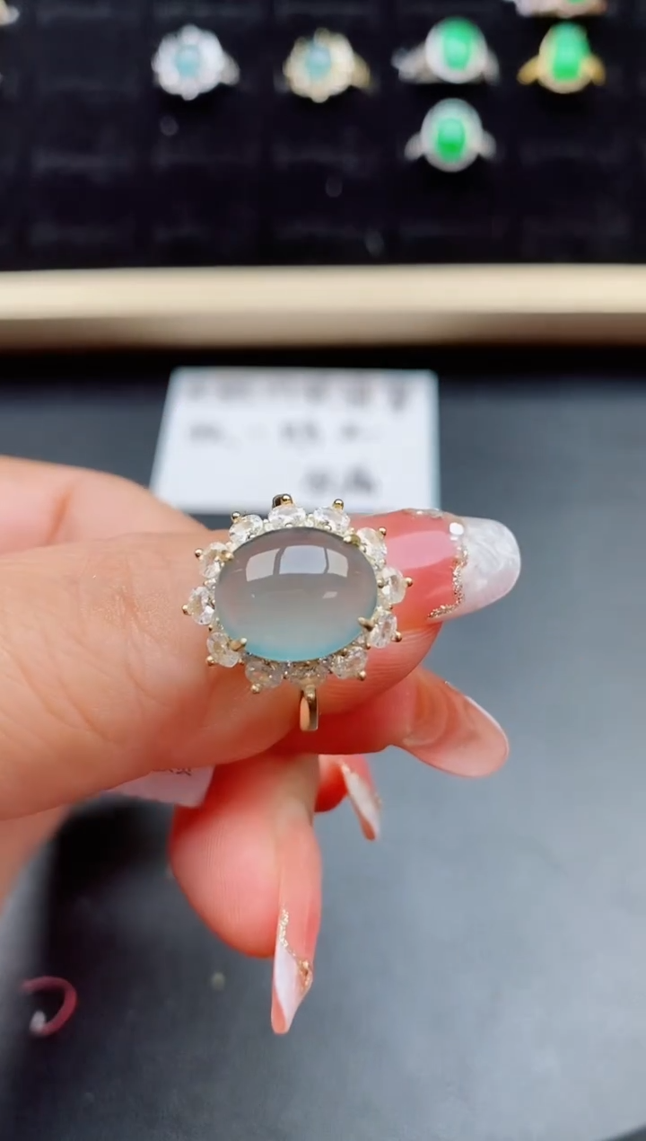 【闪购商品】翡翠戒指银S925镶嵌8000