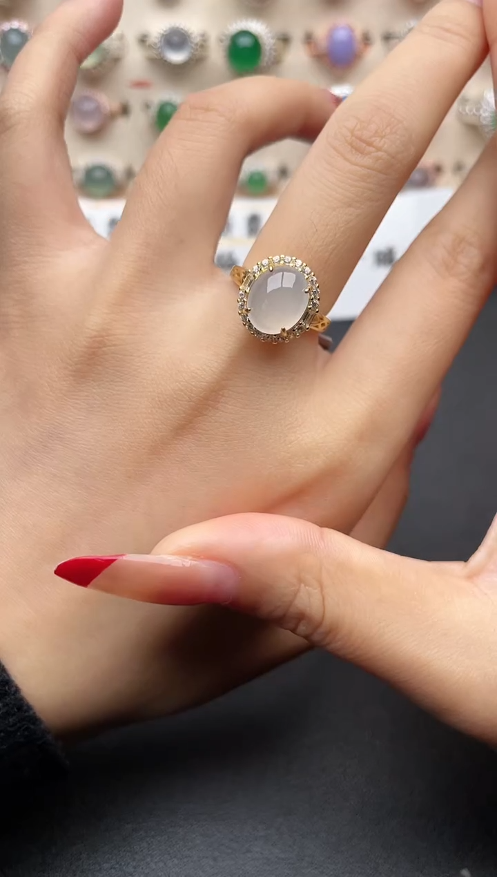 【闪购商品】翡翠戒指银S925镶嵌一物一证一礼盒