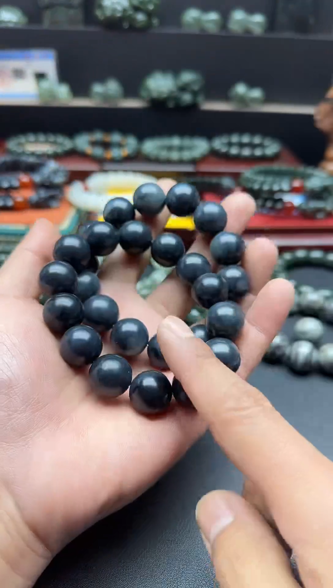 未镶嵌手串和田玉 聚末青花卡16M圆形手串