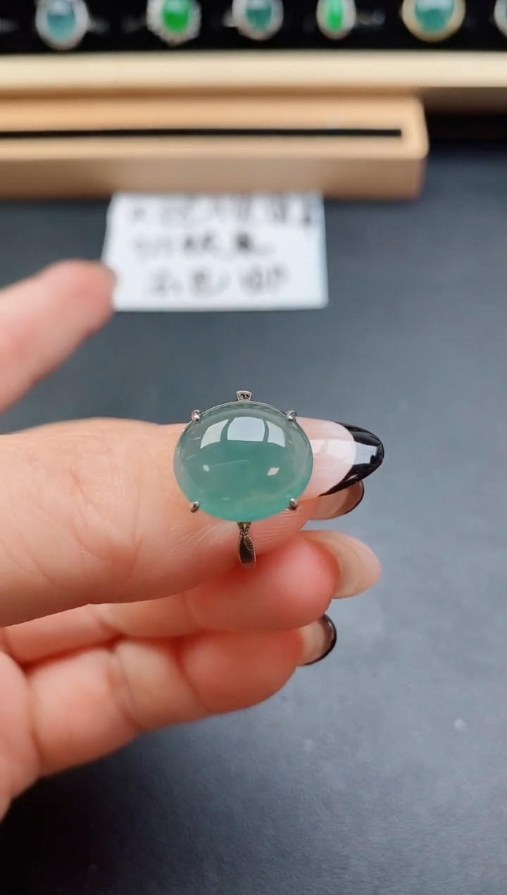 翡翠戒指银S925镶嵌508500