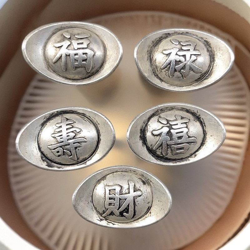 福禄寿喜财小宝一套在送十二枚大头龙洋不同版本《西藏新疆不包邮》