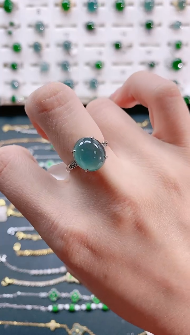 【闪购商品】翡翠戒指银S925镶嵌天然翡翠