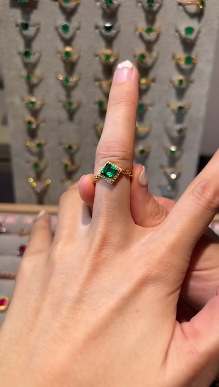 【闪购商品】祖母绿戒指银S925镶嵌15651