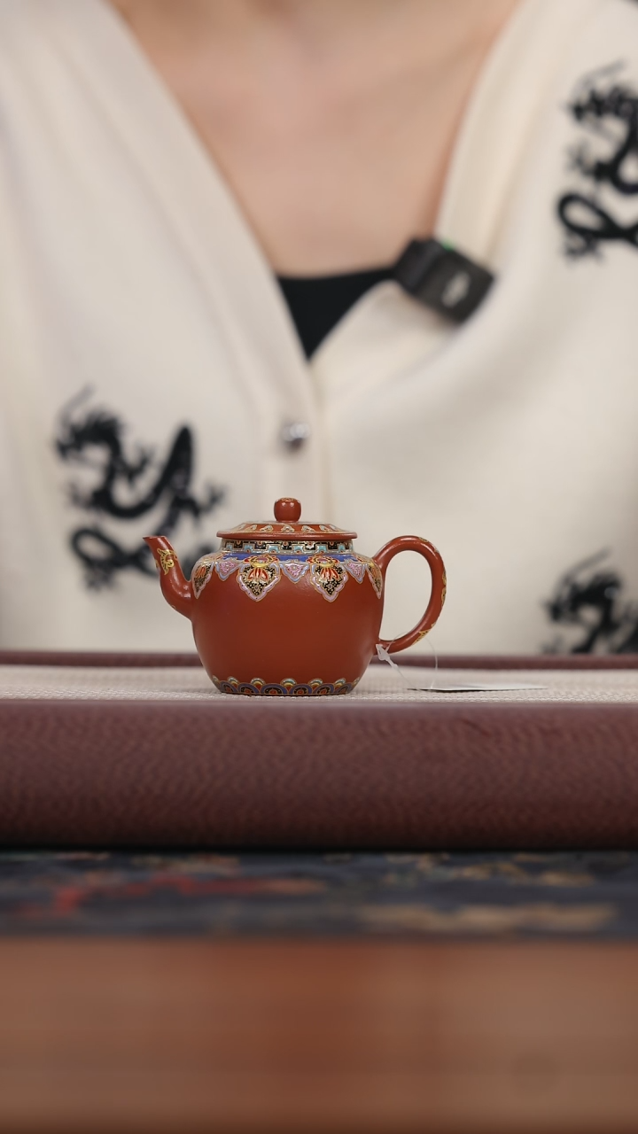 【闪购商品】紫砂茶壶珐琅彩 宫灯 150cc