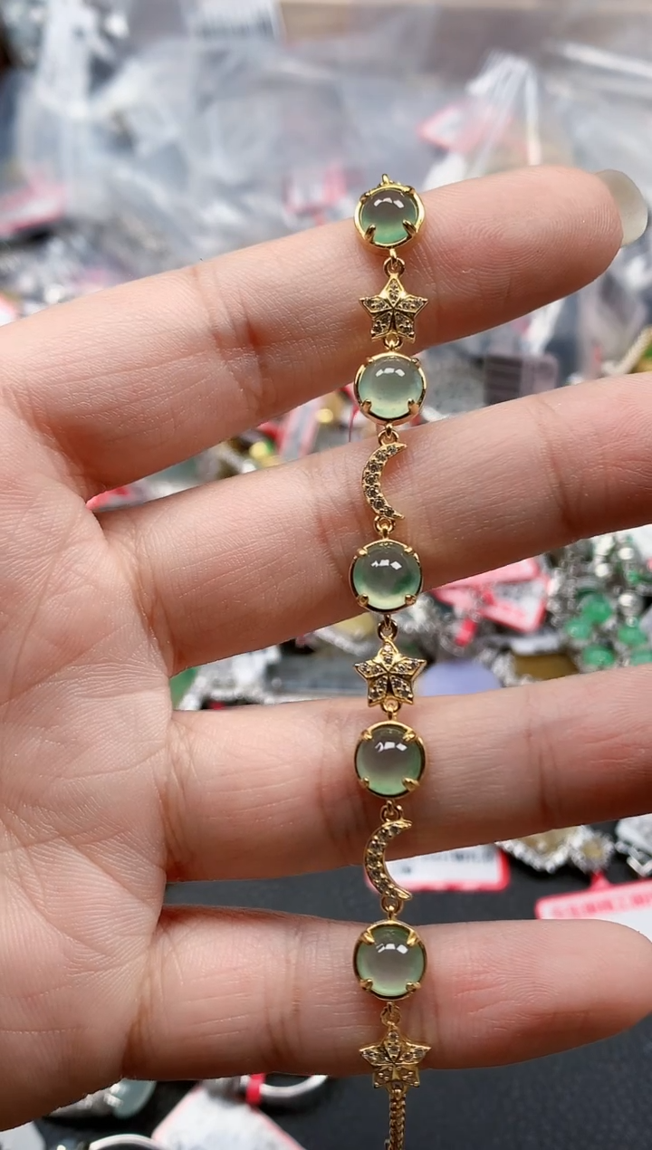 银S925镶嵌戒指翡翠天然A货缅甸翡翠