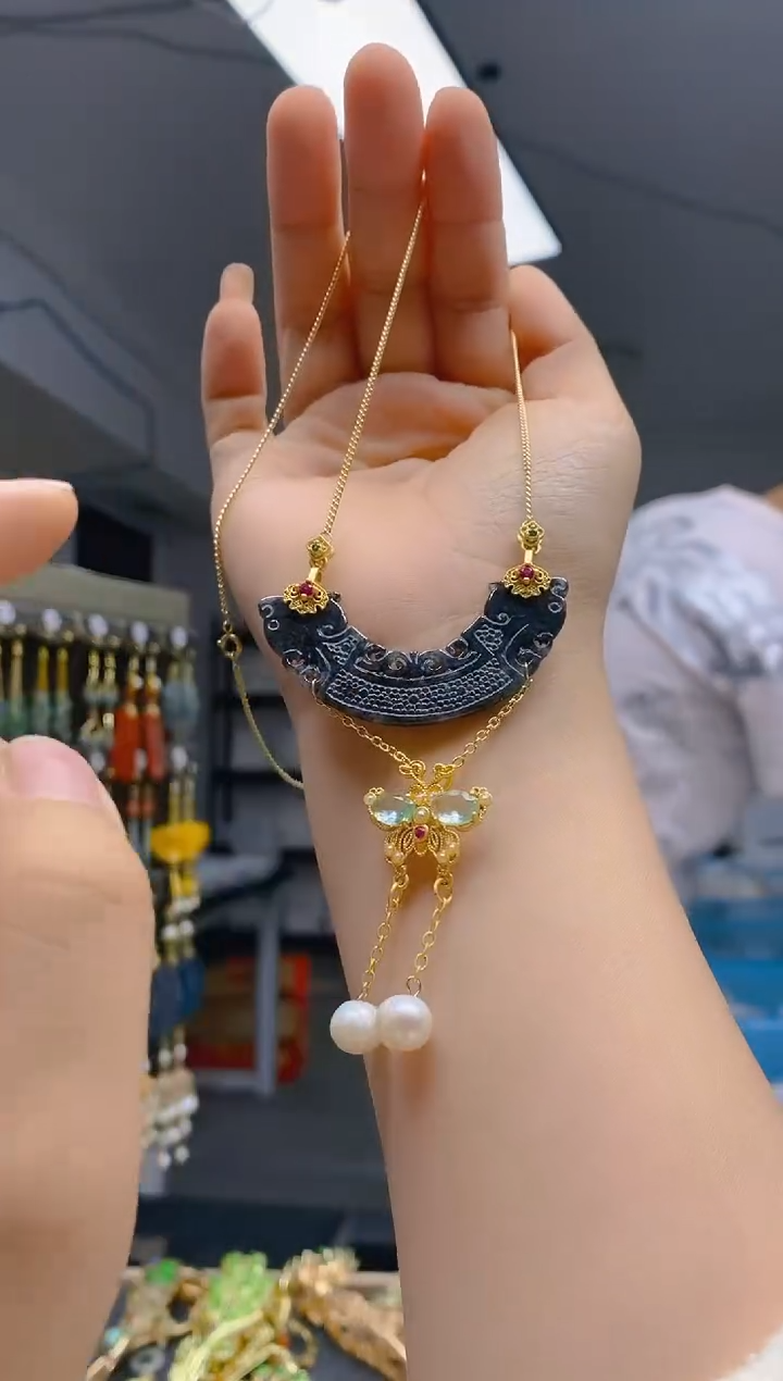 【闪购商品】翡翠耳饰合金0337翡翠锁骨链