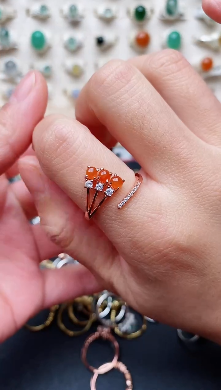 【闪购商品】翡翠戒指银S925镶嵌天然翡翠111 7+