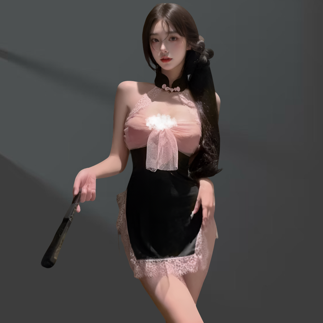 AIFEIER[爱恋]蕾丝性感小胸睡衣蝴蝶结裸背辣妹超显瘦薄款睡裙