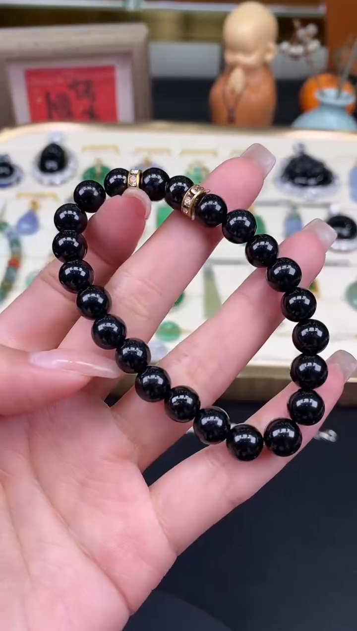 未镶嵌手串翡翠墨翠手串@@CMT0887