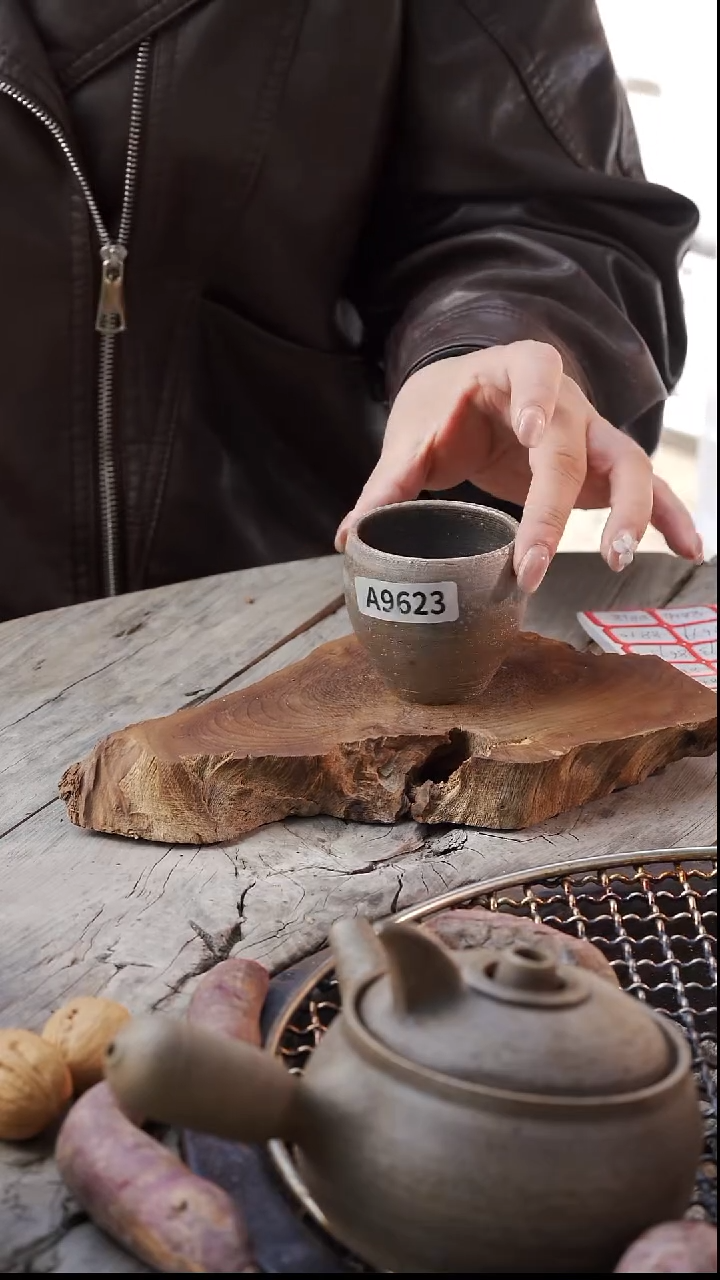 瓷片柴烧手工杯A9623