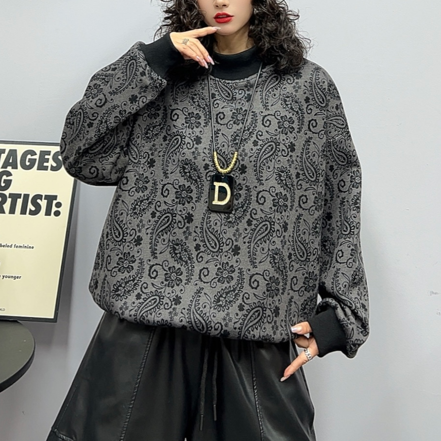 19123新款冬季加绒卫衣复古减龄洋气