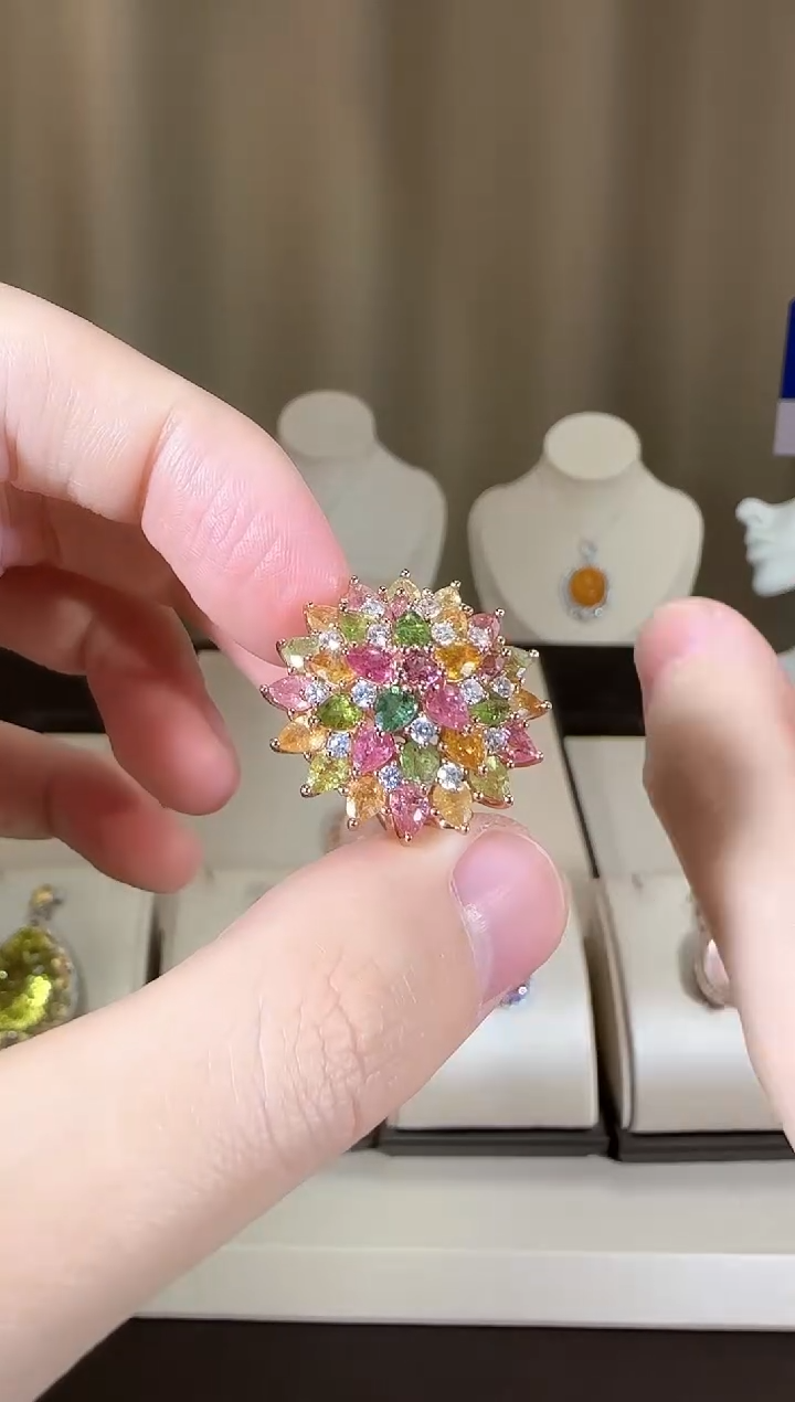 【闪购商品】碧玺戒指银S925镶嵌设计款