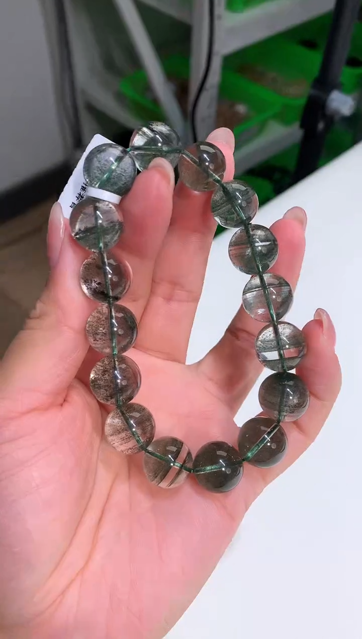 【闪购商品】水晶手链未镶嵌13mm左右墨绿绿幽灵手链