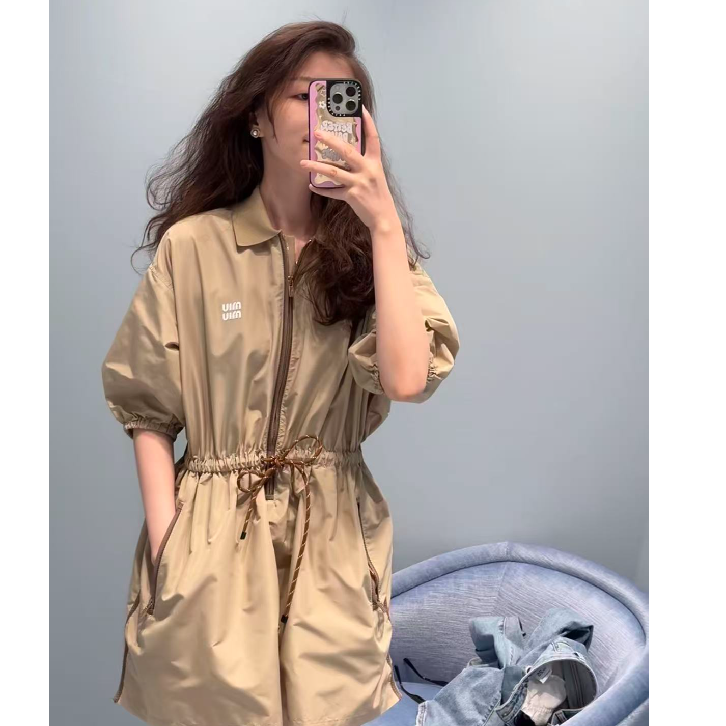 未使用 MIU MIU/缪缪 24春夏新款连衣裙 卡其色/36