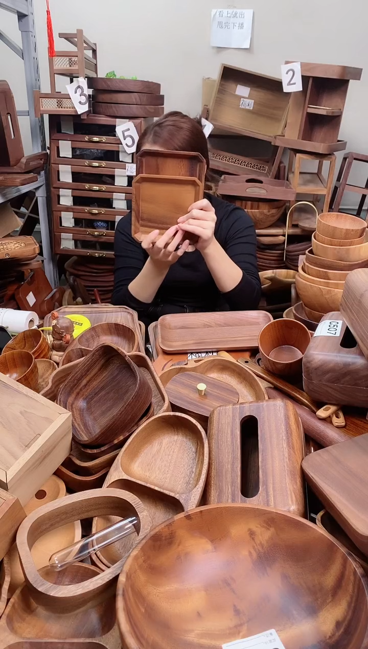 木  南美胡桃木长方盘2个装   C515