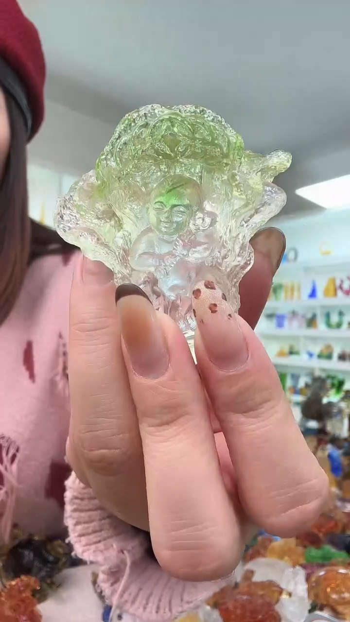 手工艺品琉璃人财二旺