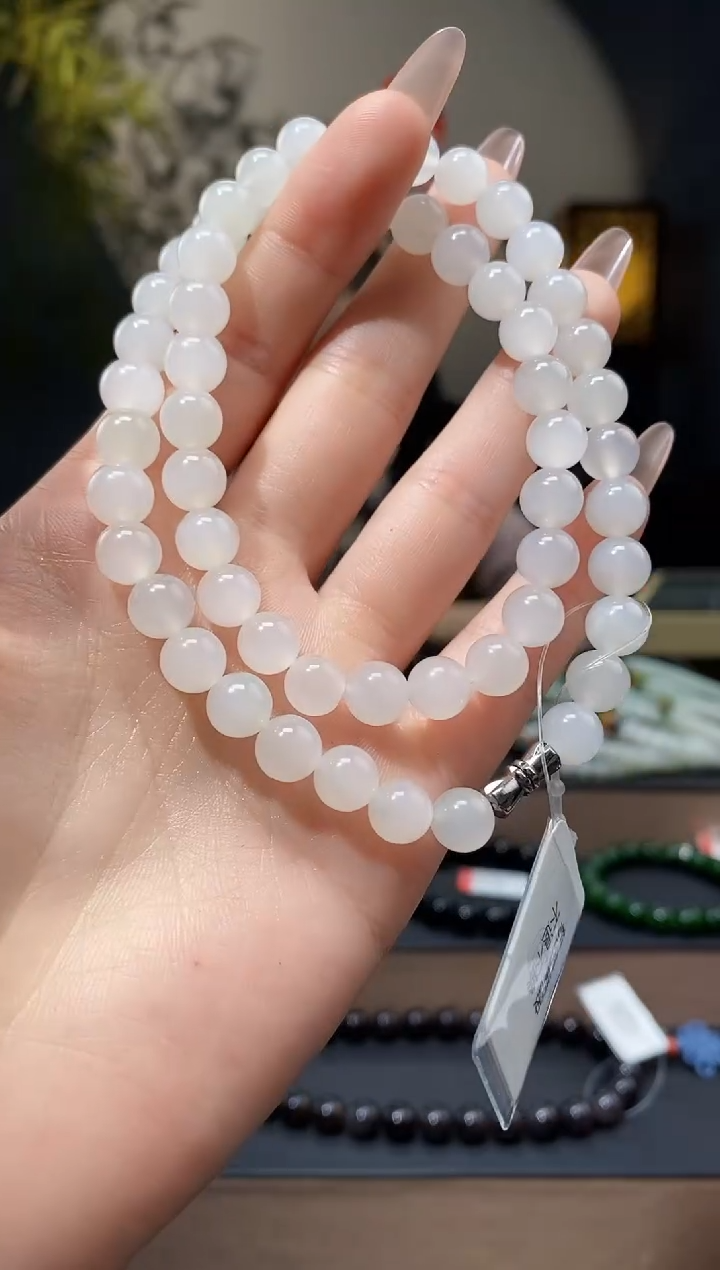 【闪购商品】和田玉1未镶嵌8mm白玉妈妈链